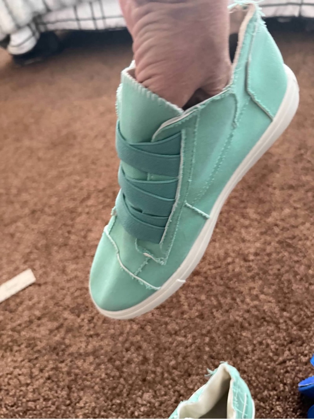 Women’s Mint Green Deconstructed High Top Sneakers Elastic Strap Size 9